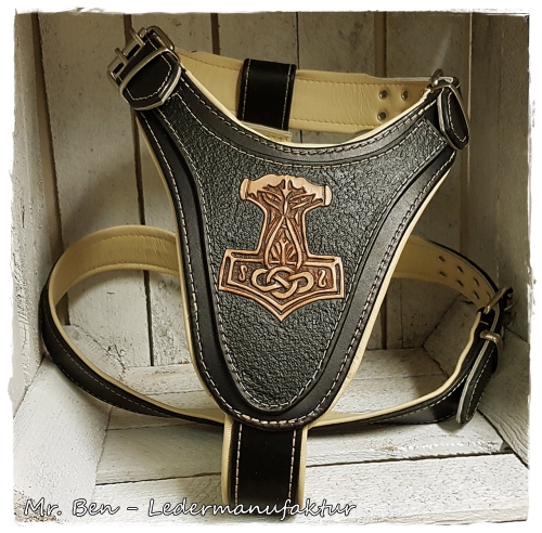 Hundegeschirr aus Leder - Mjölnir