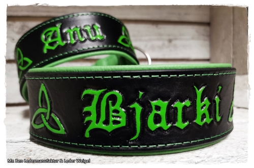 Hundehalsband punziert - Modell Triquetra (Name frei wählbar)