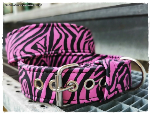 Hundehalsband aus Softshell - Pink Zebra