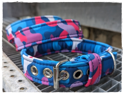 Hundehalsband aus Softshell - Camouflage pink