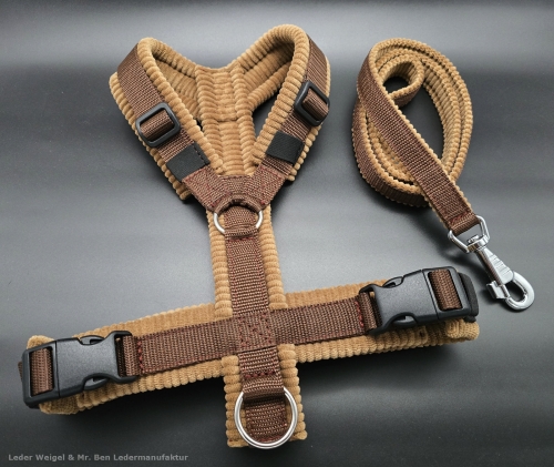 SofortKauf - Hundegeschirr S129 --> Cord --> Größe M + Kurzleine