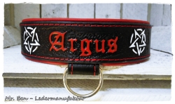 Hundehalsband punziert - Modell Pentagramm (Name frei wählbar)
