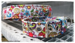 Hundehalsband aus Softshell - Blümchen