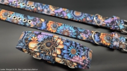 Hundehalsband aus Softshell - Flower Power