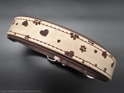 Hundehalsband aus Leder - Natur PfotenHerz