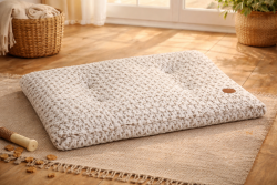 Hundematte aus Softplüsch in Alcantaraoptik - 71 - braun/weiß meliert